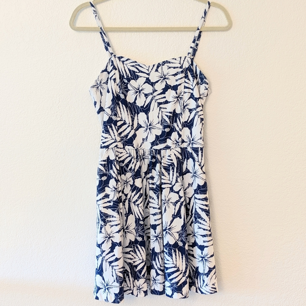 Floral Navy and White Sundress with Spaghetti Straps
